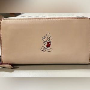 Coach Leather Disney X Accordian Mickey Mouse Wallet in Cream